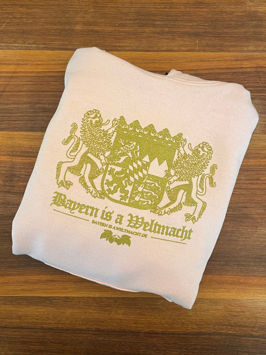 Kapuzenpulli rosa-gold Bayern is a Weltmacht